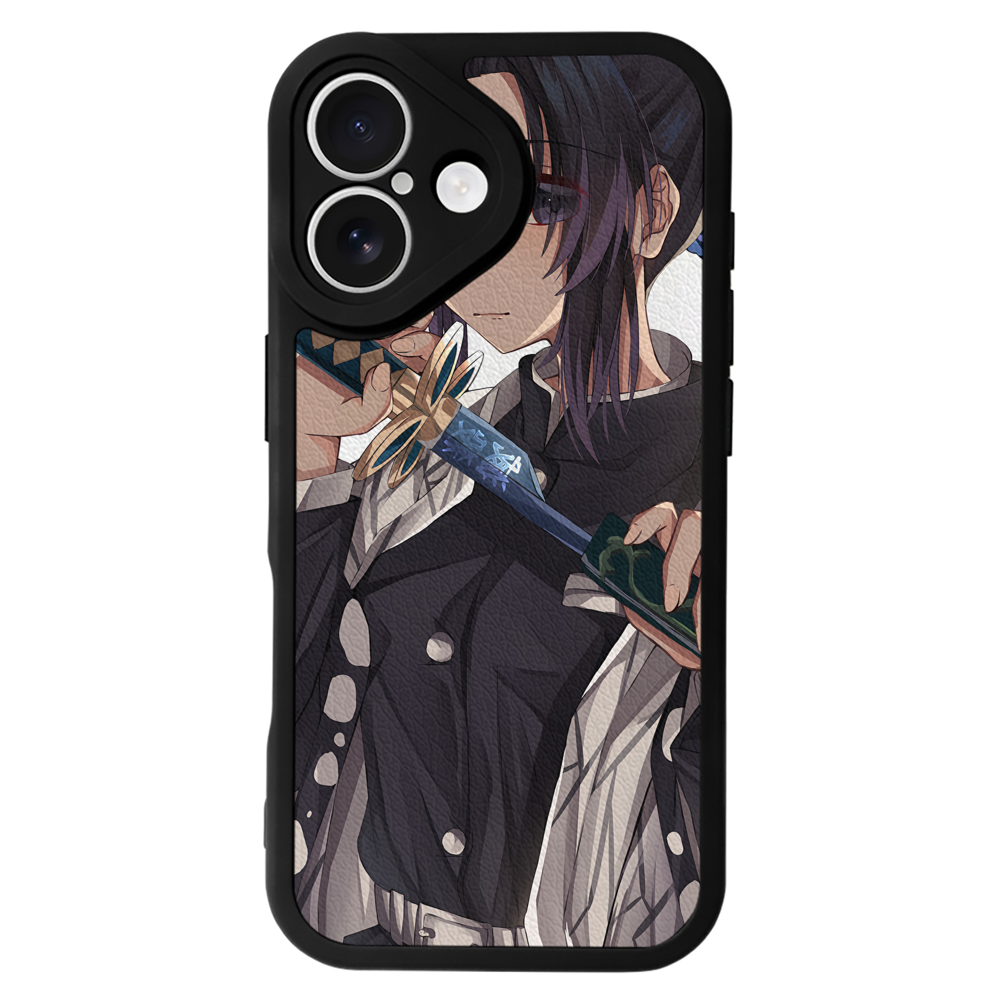 （画像用） 鬼滅の刃（きめつのやいば）蟲柱-胡蝶 しのぶ／こちょう しのぶ Kochou Shinobu 【iPhone 16シリーズ対応】シリコンスマホケース（レザー調） 材質：シリコン